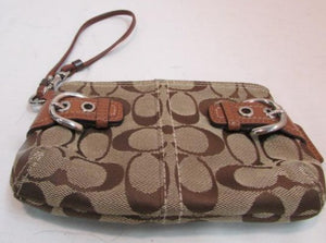 Coach Wristlet Signature Brown Canvas