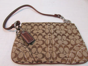 Coach Wristlet Signature Brown Canvas