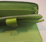 Coach Khaki Signature Canvas with Lime Green Stripe Wallet