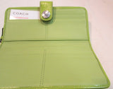 Coach Khaki Signature Canvas with Lime Green Stripe Wallet