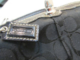 Coach Black Signature Canvas Silver Top Turn Clasp Wristlet