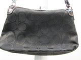 Coach Black Signature Canvas Silver Top Turn Clasp Wristlet
