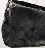 Coach Black Signature Canvas Silver Top Turn Clasp Wristlet