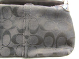 Coach Black Signature Canvas Silver Top Turn Clasp Wristlet