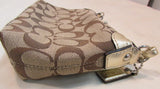 Coach Khaki Signature Canvas Gold Top Turn Clasp Wristlet
