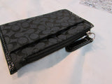 Coach Black Signature Canvas CC & Coin Wallet