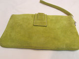 Coach Green Suede White Leather Trim Wristlet