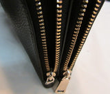 Coach Black Pebble Leather Double Zipper Compartment Wristlet