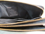 Coach Black Pebble Leather Double Zipper Compartment Wristlet