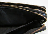 Coach Black Pebble Leather Double Zipper Compartment Wristlet