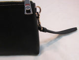 Coach Black Pebble Leather Double Zipper Compartment Wristlet