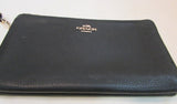 Coach Black Pebble Leather Double Zipper Compartment Wristlet
