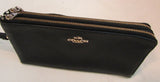 Coach Black Pebble Leather Double Zipper Compartment Wristlet