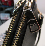 Coach Black Pebble Leather Double Zipper Compartment Wristlet