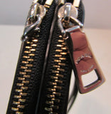 Coach Black Pebble Leather Double Zipper Compartment Wristlet