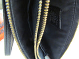 Coach Black Pebble Leather Double Zipper Compartment Wristlet