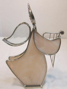 Holly Stained Glass "Your Guardian Angel" - Tan Pearl Swirl
