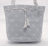Dooney and Bourke Medium Blue and White Signature Canvas with Leather Bucket Purse.