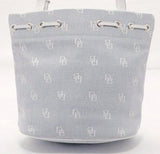 Dooney and Bourke Medium Blue and White Signature Canvas with Leather Bucket Purse.