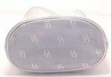 Dooney and Bourke Medium Blue and White Signature Canvas with Leather Bucket Purse.