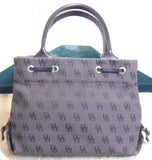 Dooney and Bourke Dark Gray Signature Canvas and Leather Top Zip Satchel