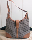 Dooney and Bourke Signature Brown Logo with Tan Leather Hobo Bag