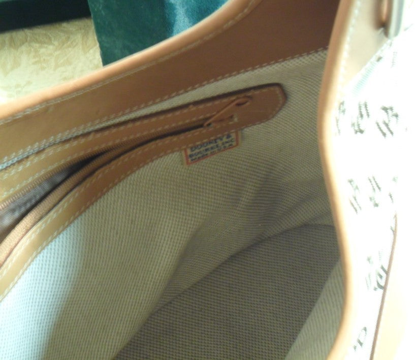 Dooney and Bourke Signature Brown Logo with Tan Leather Hobo