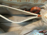 Dooney & Bourke Satchel Cream DB Canvas Brown Leather Straps