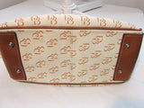 Dooney & Bourke Satchel Cream DB Canvas Brown Leather Straps