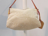 Dooney & Bourke Beige & Cream Canvas Leather Baguette