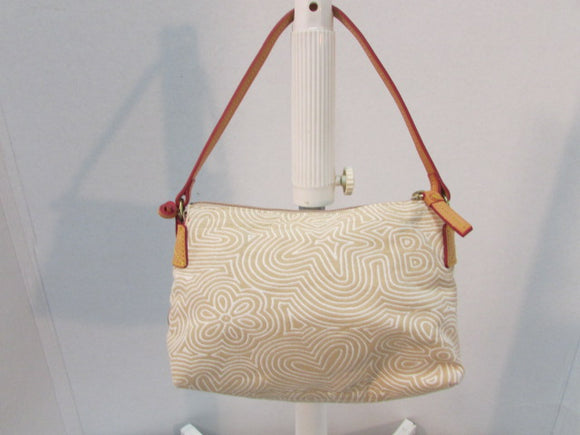 Dooney & Bourke Beige & Cream Canvas Leather Baguette