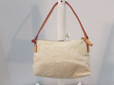 Dooney & Bourke Beige & Cream Canvas Leather Baguette