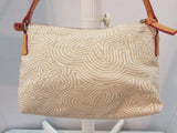 Dooney & Bourke Beige & Cream Canvas Leather Baguette