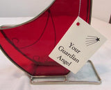 Holly Stained Glass "Your Guardian Angel" - Red