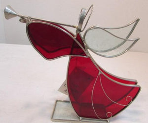 Holly Stained Glass "Your Guardian Angel" - Red