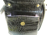 Callabags Black Patent Reptile Embossed Handbag