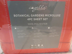 Cozelle "Botanical Gardens" Coral Queen Sheet Set