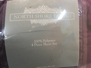 North Shore Living Purple Queen Sheet Set