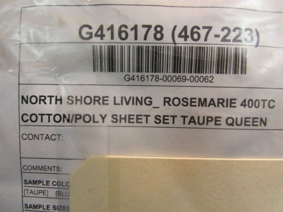 North Shore Living Rosemarie Taupe Queen Sheet Set
