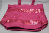 Victoria Secret Oversize Pink Canvas Sequence Tote