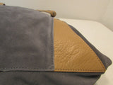 Camila Alves Muxo Grey Suede Tan Leather Trim Large Tote Bag