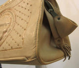 Light Tan Aztec/Mayan Tooled Leather Satchel