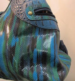 Sharif Reptile Leather Embossed Tassel Satchel