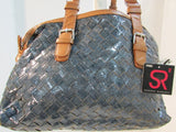 Sondra Roberts Blue Woven Leather Satchel