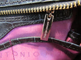 Antonio Melani Black Reptile Faux Leather Double Strapped Bag