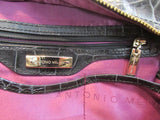 Antonio Melani Black Reptile Faux Leather Double Strapped Bag