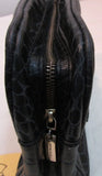 Antonio Melani Black Reptile Faux Leather Double Strapped Bag