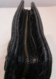 Antonio Melani Black Reptile Faux Leather Double Strapped Bag