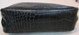 Antonio Melani Black Reptile Faux Leather Double Strapped Bag