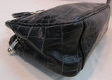 Antonio Melani Black Reptile Faux Leather Double Strapped Bag